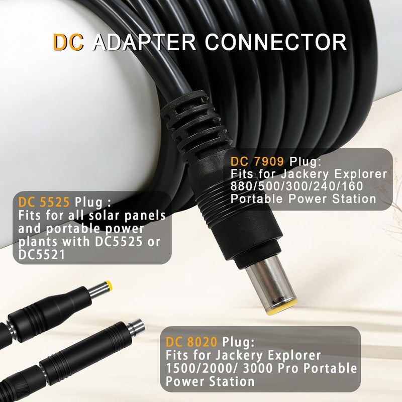 COMeap 6FT Solar Connector to DC 8mm Adapter Cable for Jackery Explorer 3000 2000 1500 1000 880 550 500 300 290 240 160 GZ Yeti BLUETTI Portable Power Station, Solar Generator, Solar Panel - Image 3